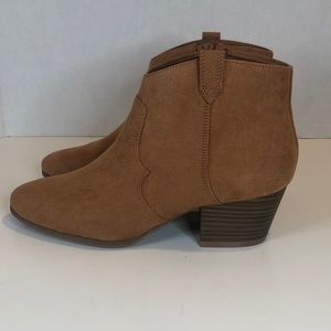 Faux Suede Brown Ankle Boot with Heel